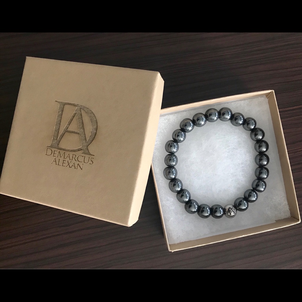 Demarcus Alexan 10mm Hematite Stone Bead Bracelet
